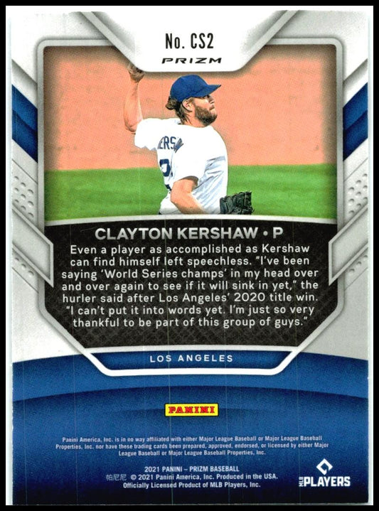 2021 Panini Prizm Championship Stage Silver Prizm #CS2 Clayton Kershaw Dodgers