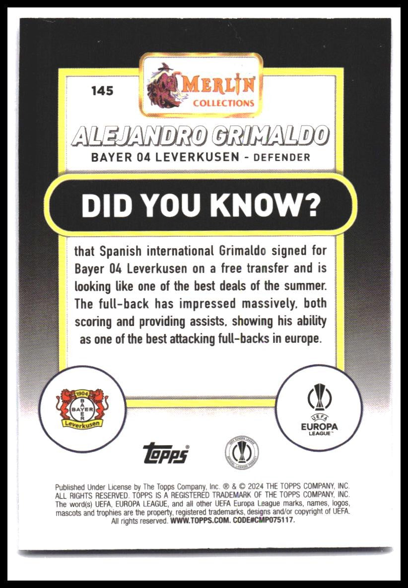 2023-24 Merlin UEFA Club Competitions #145 Alejandro Grimaldo