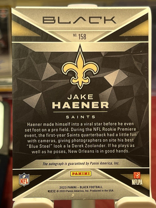 2023 Panini Black #158 JAKE HAENER RC Auto #/25 NEW ORLEANS SAINTS