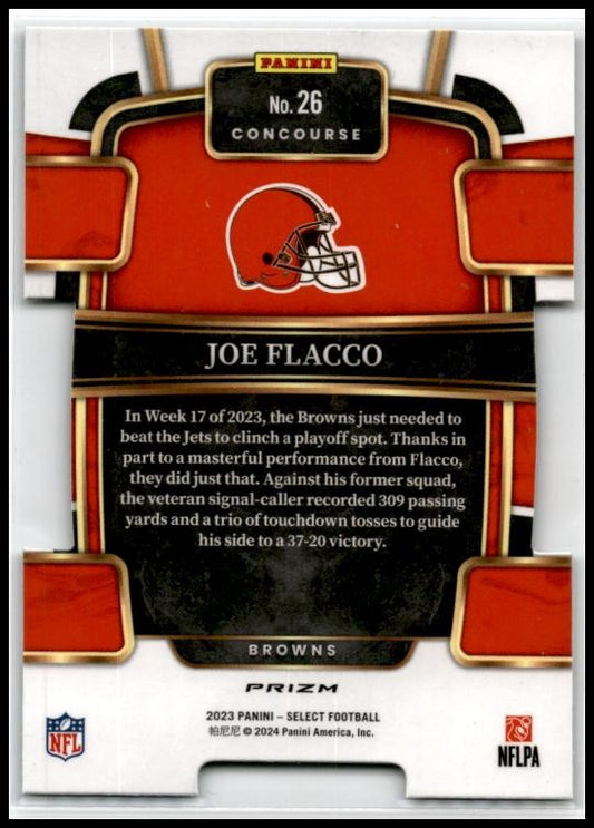 2023 Panini Select Black and Green Prizms Die Cuts #26 Joe Flacco Browns