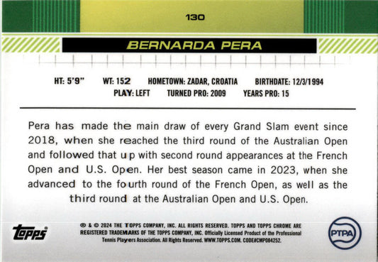 2024 Topps Chrome Tennis Lime Green Refractor #130 Bernarda Pera /299