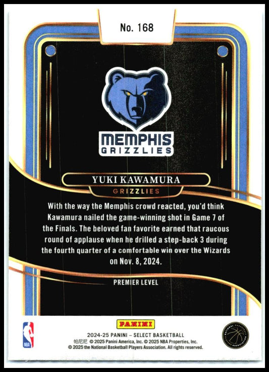 2024-25 Panini Select Blue Prizm #168 Yuki Kawamura Rookie Memphis Grizzlies