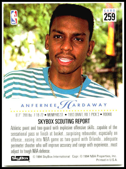 1993-94 SkyBox Premium #259 Anfernee Hardaway Rookie Orlando Magic
