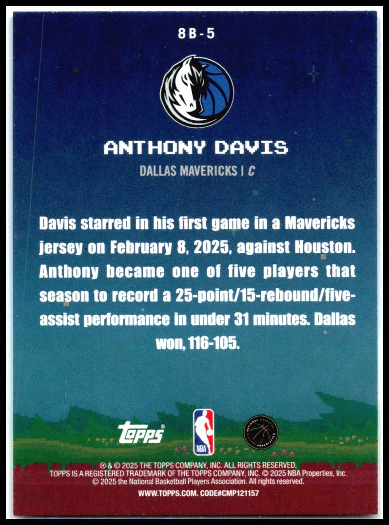 2025-26 Topps 8-Bit Ballers #8B-5 Anthony Davis Dallas Mavericks