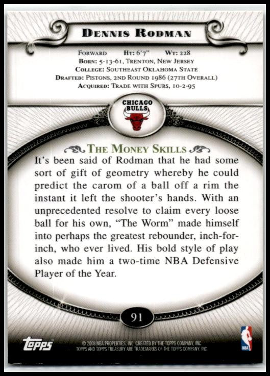2008-09 Topps Treasury #91 Dennis Rodman Chicago Bulls