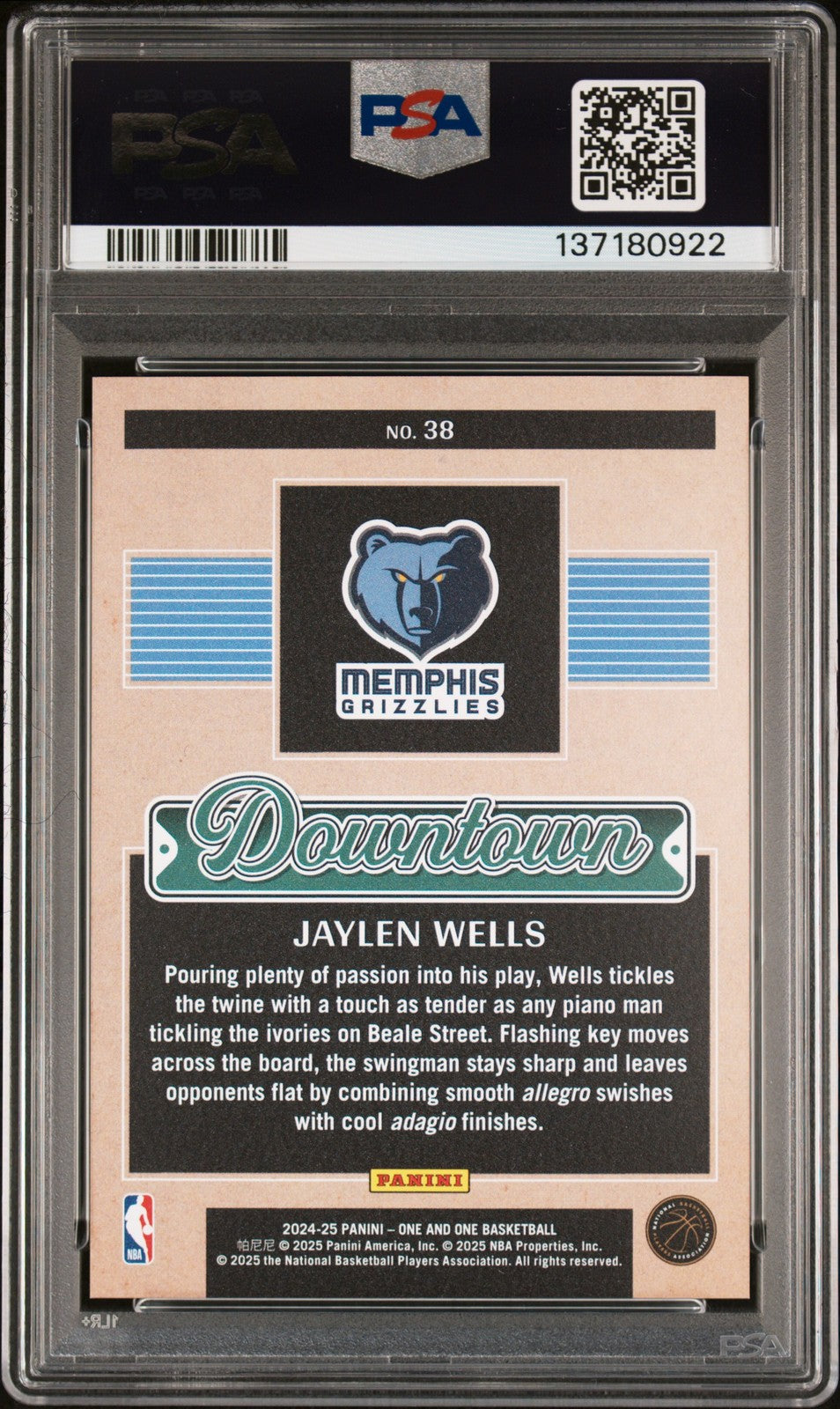 2024 Panini One And One Downtown #38 Jaylen Wells PSA 10 Gem Mint