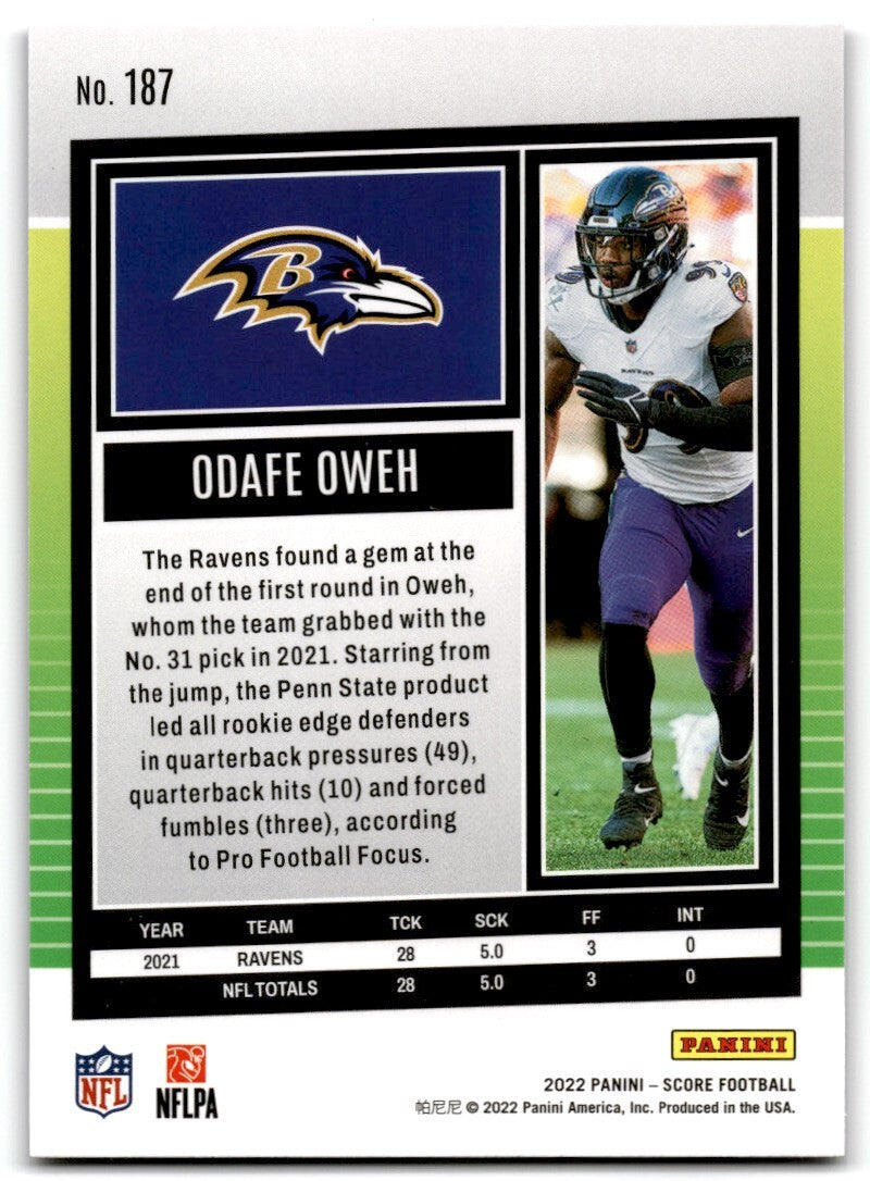 2022 Score Odafe Oweh Baltimore Ravens #187