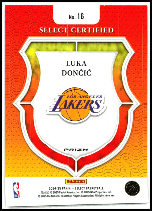 2024-25 Panini Select Select Certified Silver Prizms #16 Luka Doncic Lakers