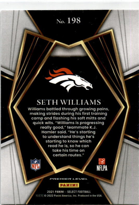 2021 Panini Select #198 Seth Williams Rookie Denver Broncos