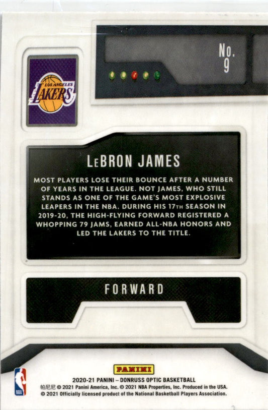 2020 Donruss Optic T-Minus 3...2...1 #9 LeBron James Los Angeles Lakers