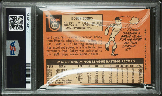 1969 Topps All-Star Rookie #630 Bobby Bonds San Francisco Giants PSA 5