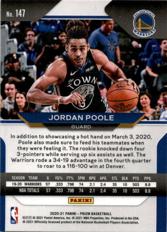 2020-21 Panini Prizm #147 Jordan Poole Golden State Warriors