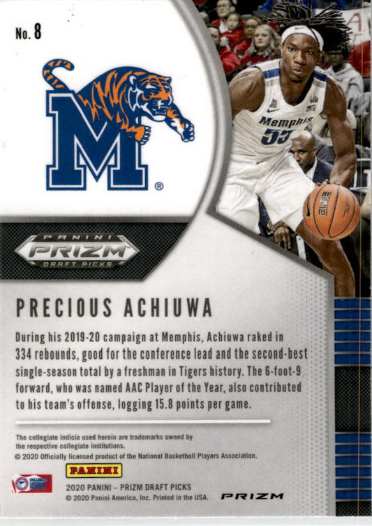 2020 Prizm Draft Picks Collegiate Red, White, and Blue #8 Precious Achiuwa