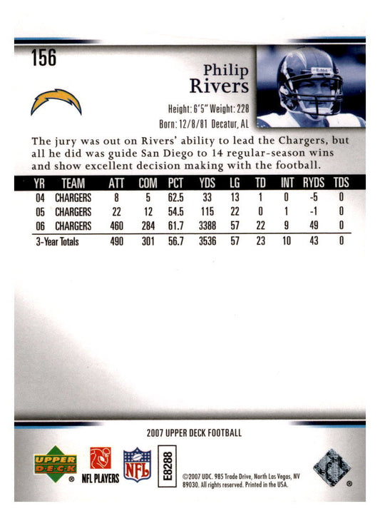 2007 Upper Deck #156 Philip Rivers