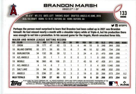 2022 Topps Chrome X-Fractor #133 Brandon Marsh Los Angeles Angels