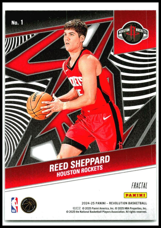 2024-25 Panini Revolution Rookie Revolution Fractal #1 Reed Sheppard Rockets