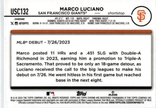 2024 Topps Chrome Update #USC132 Marco Luciano San Francisco Giants