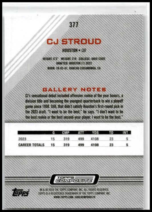 2023 Topps Composite #377 CJ Stroud Rookie Houston Texans