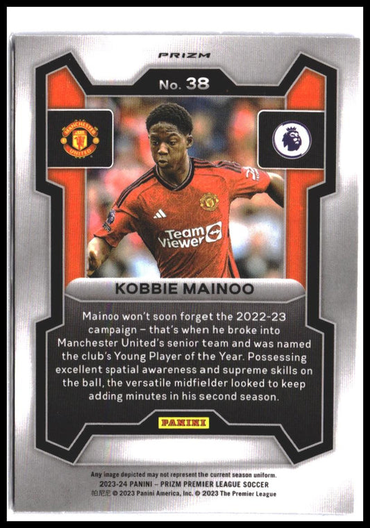 Kobbie Mainoo #38 2023-24 Panini Prizm Premier League Blue Mosaic