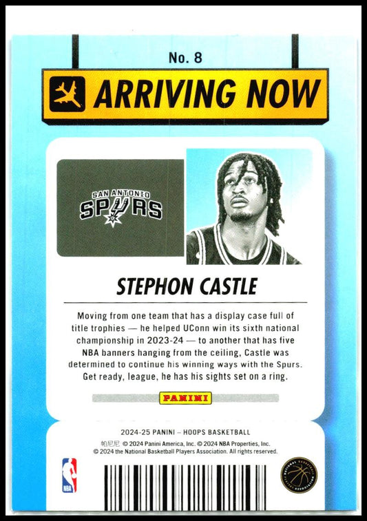 2024-25 Hoops Winter Arriving Now #8 Stephon Castle San Antonio Spurs