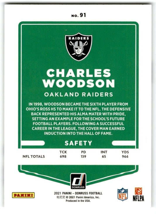 2021 Donruss Charles Woodson Oakland Raiders #91