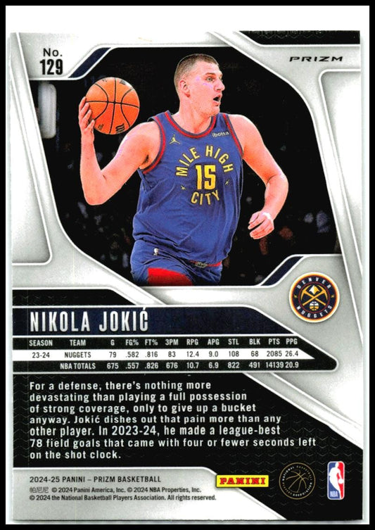 2024-25 Panini Prizm Prizms Silver #129 Nikola Jokic Denver Nuggets