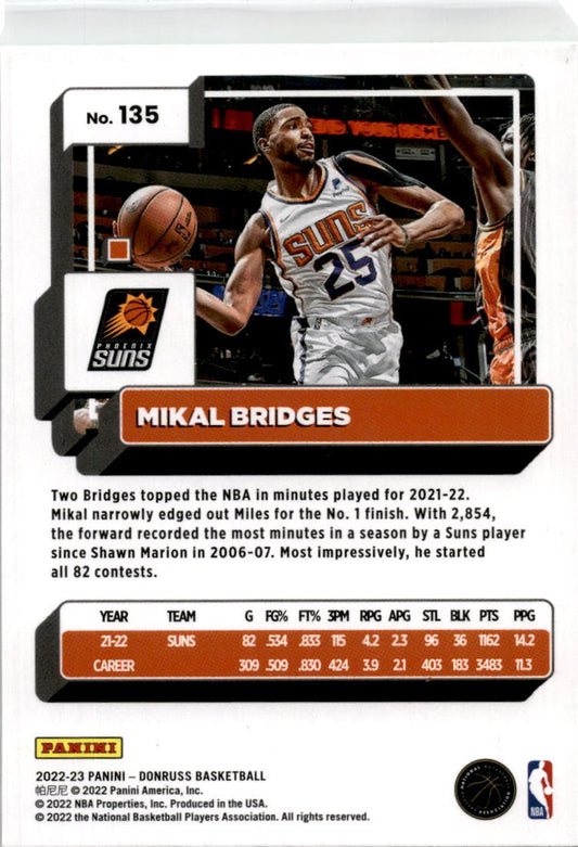 2022 Donruss Green Laser #135 Mikal Bridges