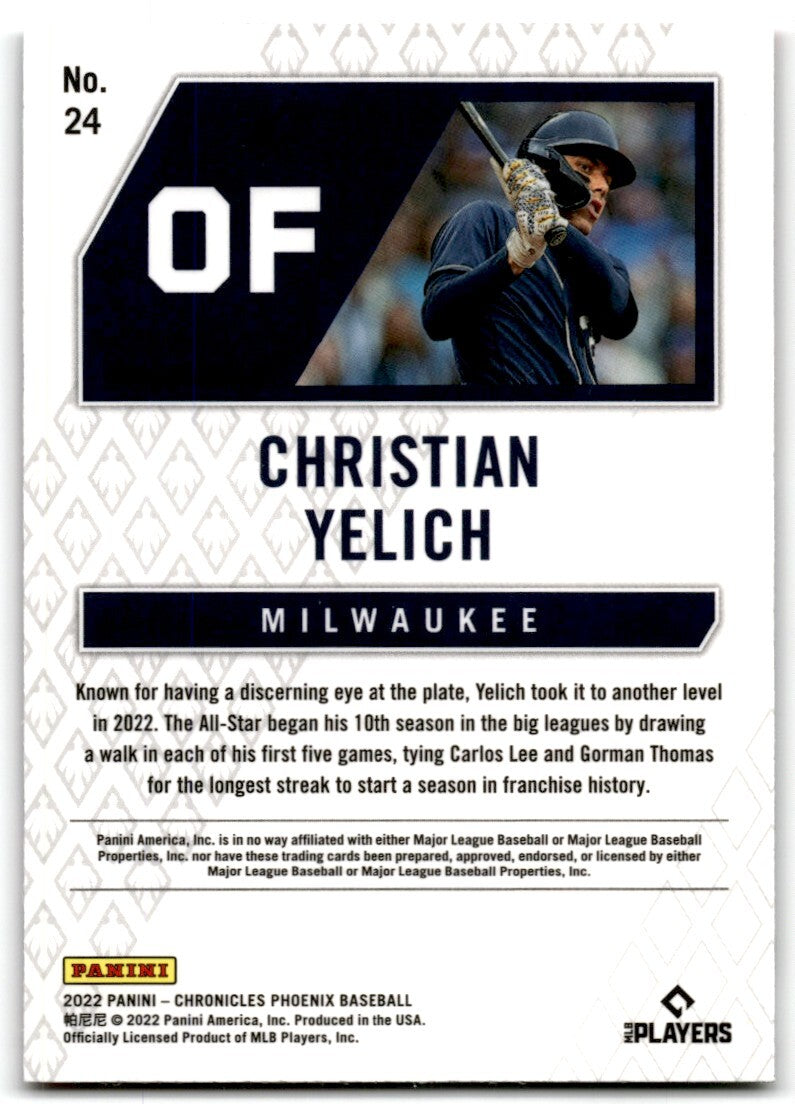 2022 Panini Phoenix Pink Pulsar Christian Yelich Milwaukee Brewers #24