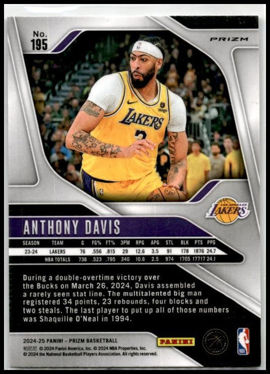 2024-25 Panini Prizm Prizms Ice #195 Anthony Davis Los Angeles Lakers