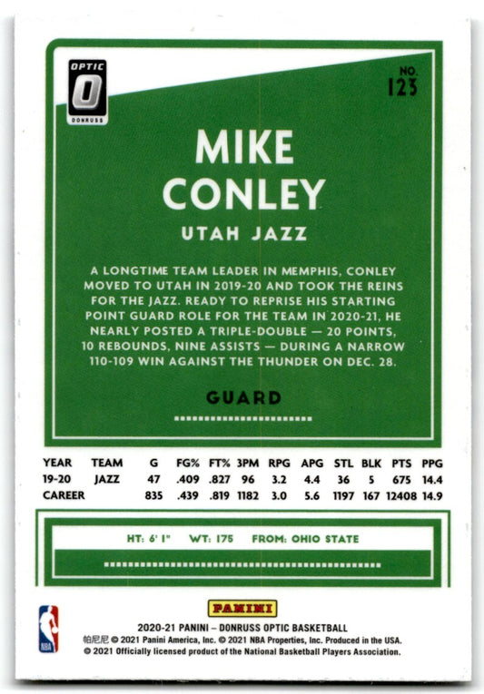2020-21 Donruss Optic Mike Conley Utah Jazz #123