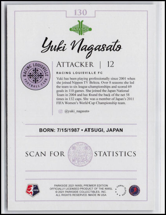 2021 Parkside NWSL Premier Edition #130 Yuki Nagasato