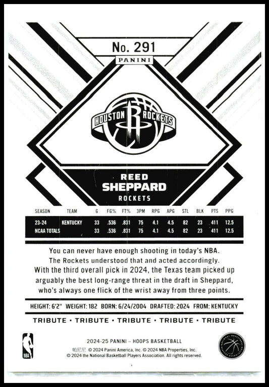 2024-25 Hoops #291 Reed Sheppard Houston Rockets