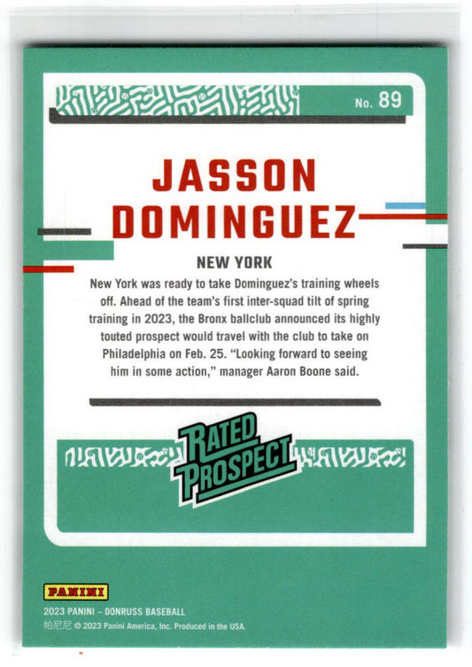 2023 Donruss Rated Prospect #89 Jasson Dominguez New York Yankees