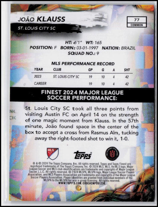 2024 Finest MLS #77 João Klauss Neon Green Refractor #/125