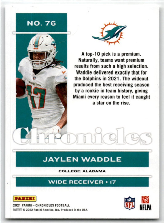 2021 Panini Chronicles Jaylen Waddle Miami Dolphins #76