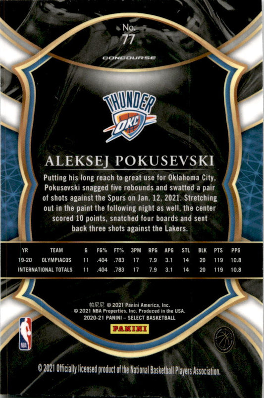 2020-21 Panini Select #77 Aleksej Pokusevski Oklahoma City Thunder