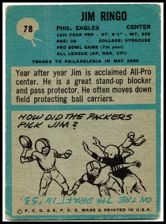 1964 Philadelphia #78 Jim Ringo Philadelphia Eagles