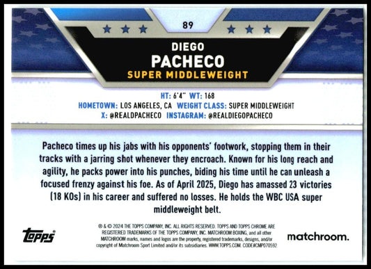 2024 Topps Chrome Boxing Prism #89 Diego Pacheco