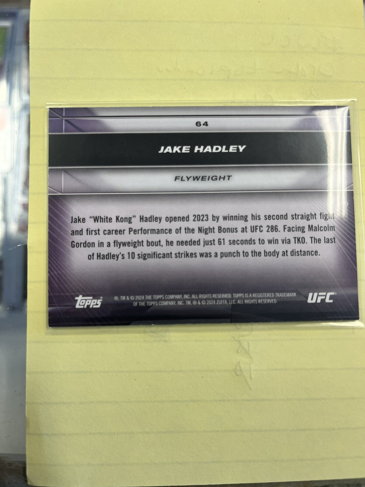 2024 Topps UFC Knockout Purple 64 Jake Hadley /99