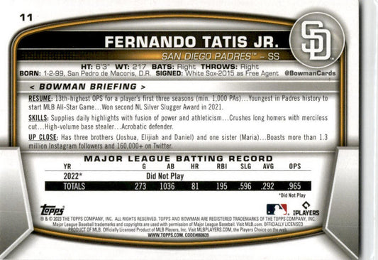 2023 Bowman #11 Fernando Tatis Jr. San Diego Padres