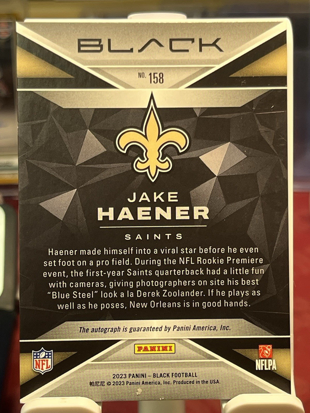 2023 Panini Black #158 JAKE HAENER RC Auto #/25 NEW ORLEANS SAINTS