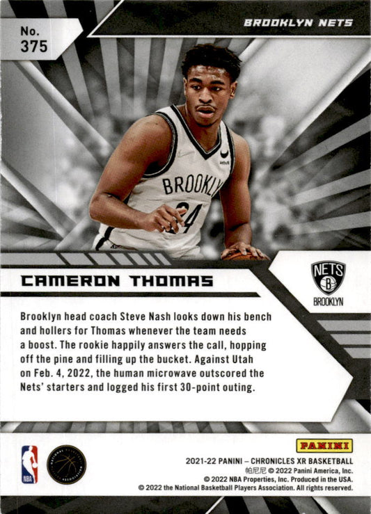 2021-22 Panini Chronicles #375 Cameron Thomas Rookie Brooklyn Nets
