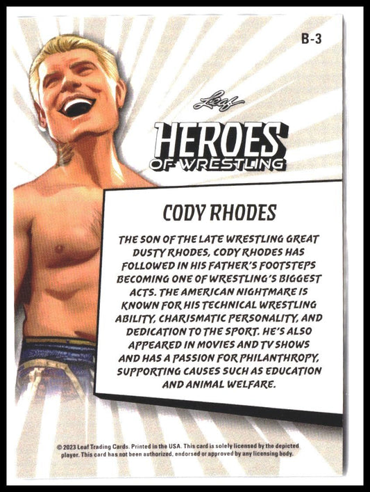 Cody Rhodes #B-3 2023 Leaf Heroes of Wrestling