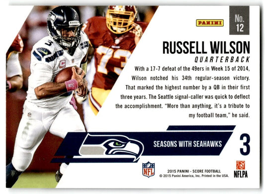 2015 Score Franchise Black Russell Wilson Seattle Seahawks #12