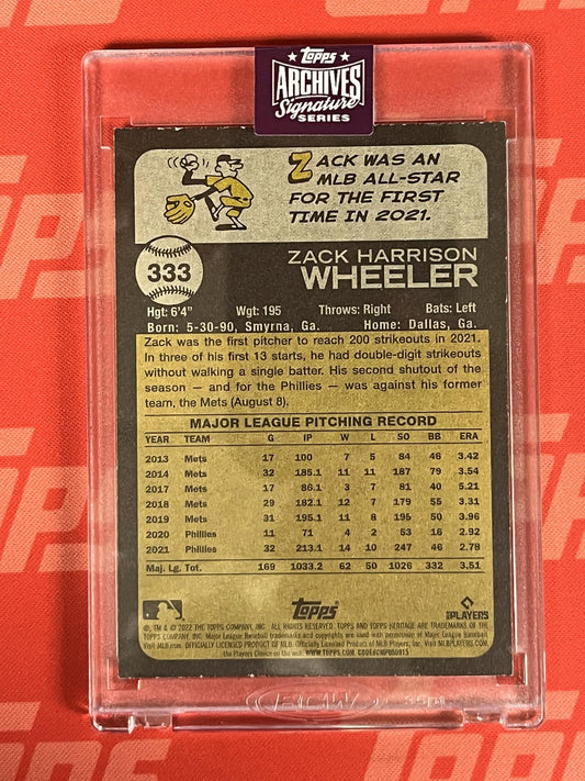 2025 topps archives signature series Auto /10 # Zach Wheeler Phillies