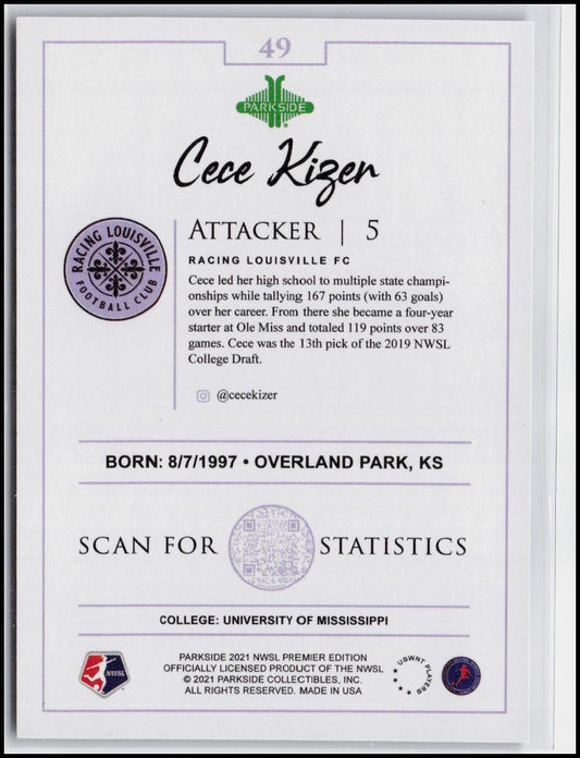 2021 Parkside NWSL Premier Edition #49 Cece Kizer