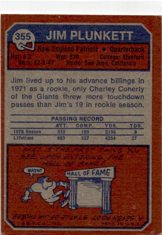1973 Topps #355 Jim Plunkett New England Patriots
