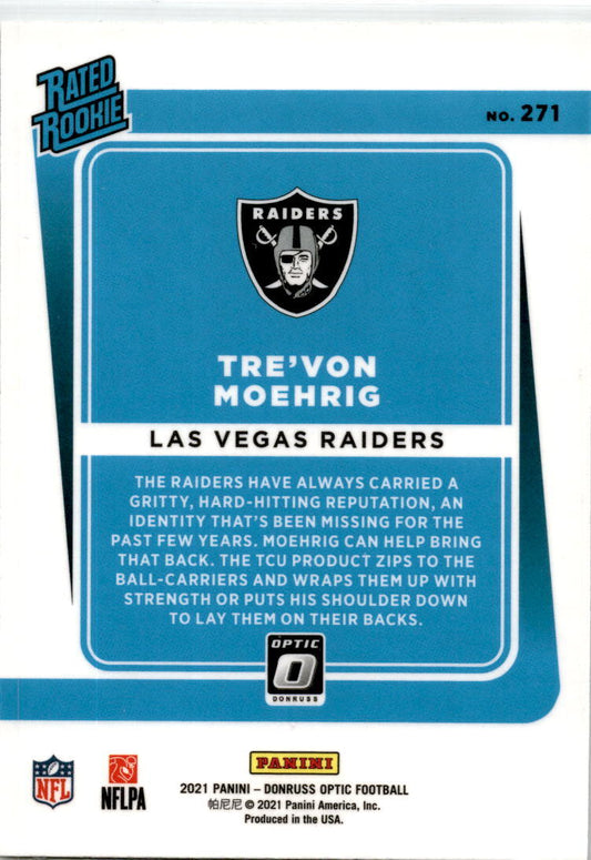 2021 Donruss Optic #271 Tre'von Moehrig Rookie Las Vegas Raiders