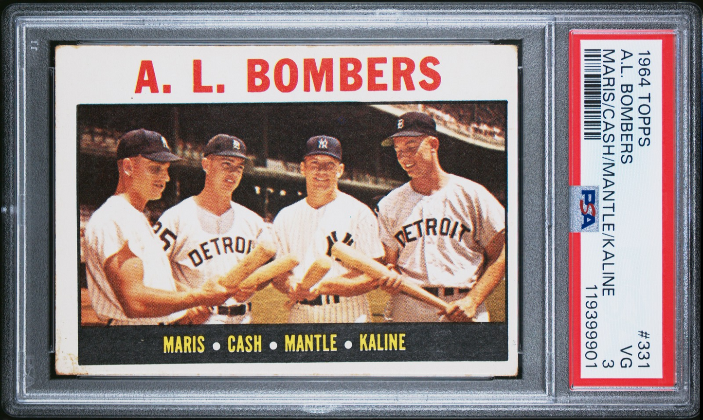 1964 Topps Maris/Cash/Mantle/Kaline #331 A.L. Bombers PSA 3