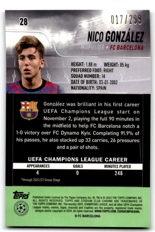 2021 Stadium Club Chrome UEFA Champions League Black & White Nico González